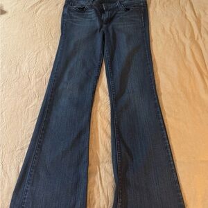 Women’s Paige Skyline Flair Low Rise Blue Stretch Jeans